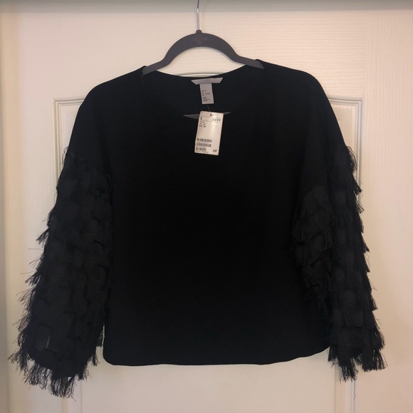 Black feathered H&M blouse - Picture 3 of 4